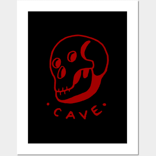 Simple and naive drawing of a skull in red ink Posters and Art